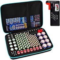 Caja organizadora de baterías con probador de batería (BT168)- soporte para 152 pilas AA AAA AAAA 9V C D de litio 3V…